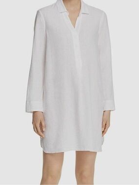 NIC+ZOE Women’s White 100% Linen Springtime Long Sleeve Tunic Size M